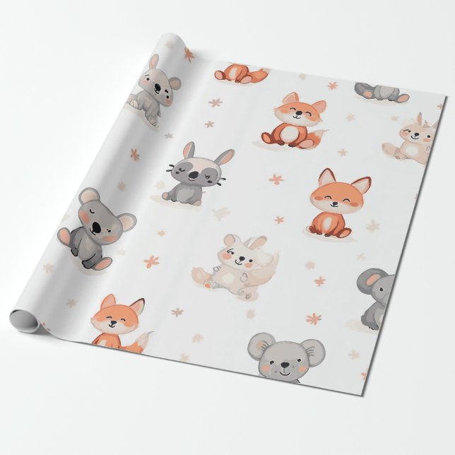 Süße Tier Wrapping Paper Geschenkpapier (Ungerollt)