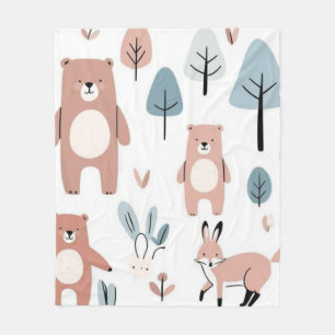 Süße Tierdruck-Flanelldecke Wald-Design Fleecedecke
