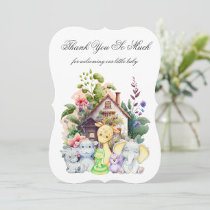 Süße Tiere Baby Shower Dankeskarten Einladung