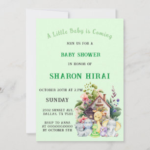 Süße Tiere Baby Shower Einladung Mint
