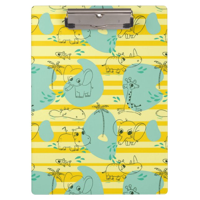 Süße Tiere, die mit Wasser 2 spielen Klemmbrett (Vorderseite)