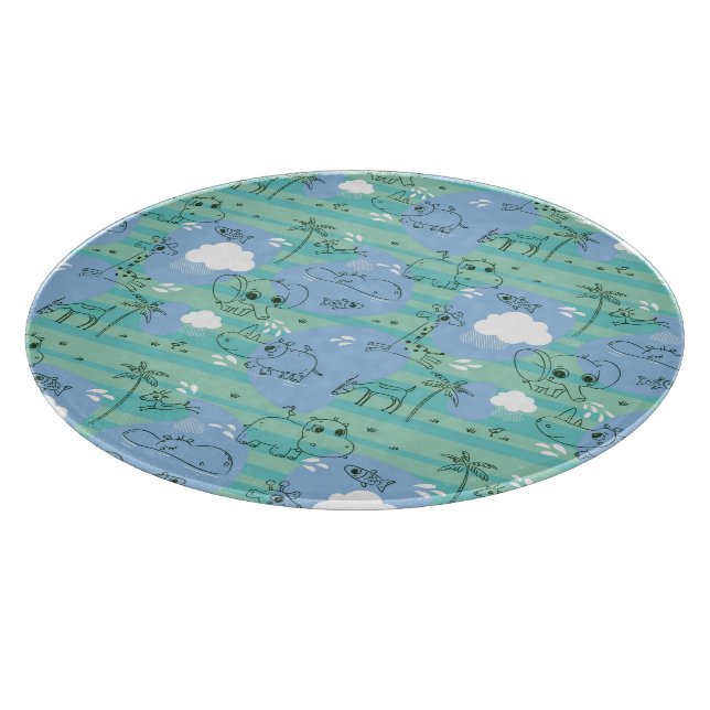 Süße Tiere, die mit Wasser 3 spielen Schneidebrett (Ecke)