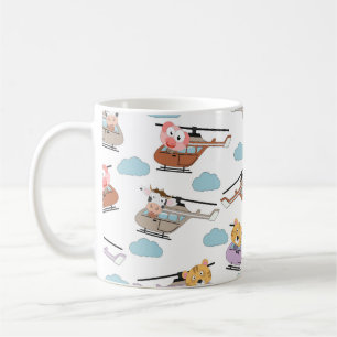 Süße Tiere im Hubschraubermuster Kaffeetasse