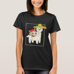 Süße Tiere Lama Faultier Wassermelone Cinco De May T-Shirt