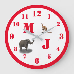 Süße Tiere Monogramm Wanduhr aus Acryl