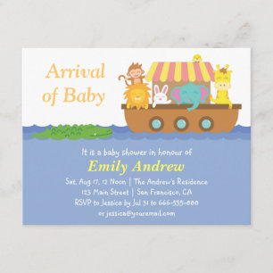 Süße Tiere, Noahs Arche Baby Shower Einladung