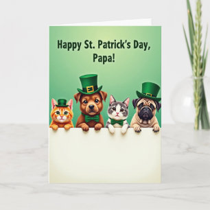 Süße-Tiere-Patrick-Tag-Papa-Karte Karte