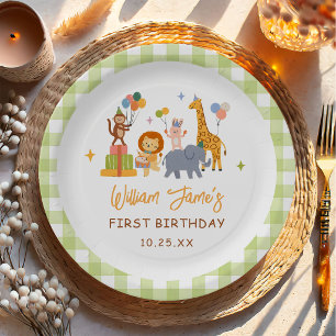 Süße Tiere Safari 1. Geburtstag Pappteller
