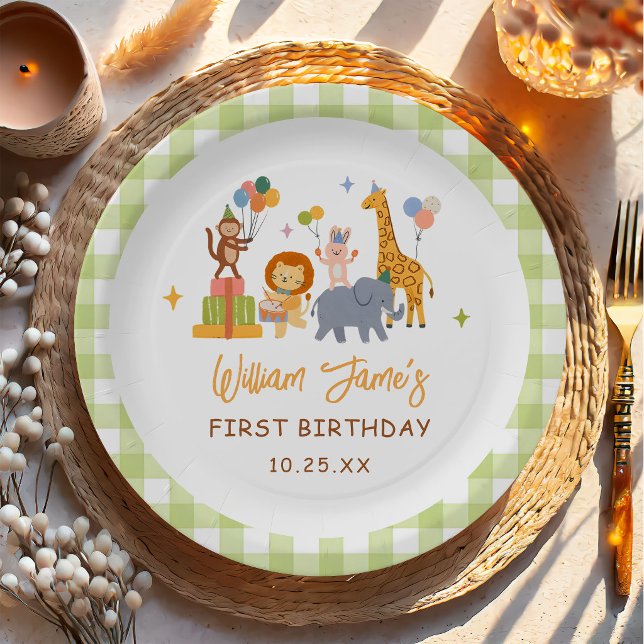 Süße Tiere Safari 1. Geburtstag Pappteller (Von Creator hochgeladen)
