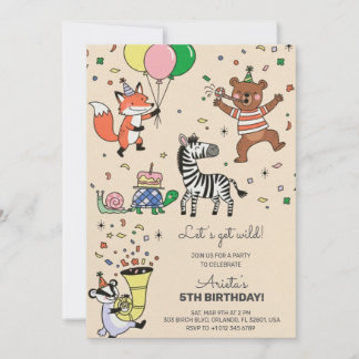 Süße Tiere Thema Geburtstagseinladung  Einladung