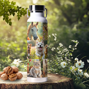 Süße Tiere und Haustiere künstlerische Fotocollage Trinkflasche