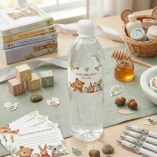 Süße Tiere Wald Aquarell Babyparty Wasserflaschenetikett
