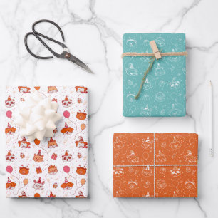 Süße Tiere Wrap-Papier Flachblatt-Set aus 3 Geschenkpapier Set