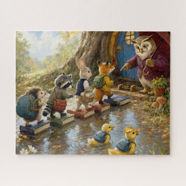 Süße Tiere Zurück zur Schule Puzzle (Horizontal)