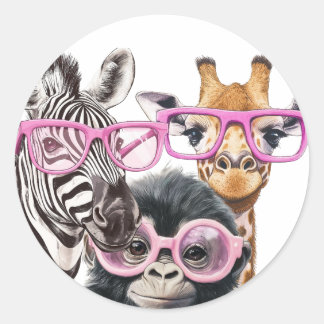 Süße Tierfreunde Sticker – Zebra Giraffe Affe