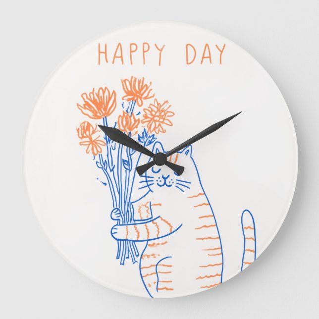 Süße Tierillustration Runde Wanduhr (Vorderseite)