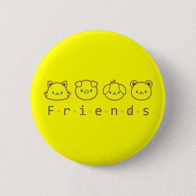 Süße tierische Freunde Gesicht  Button (Vorderseite)