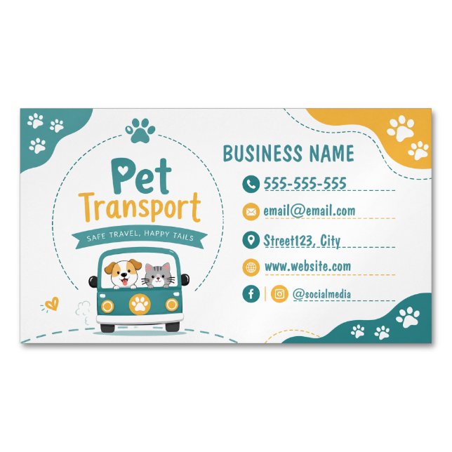 Süße Tiertransport mit QR-Code Magnetische Visitenkarte (Vorderseite)