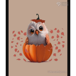 Süße Tierwelt einer Eule: Herbstwald Wandteppich Mit Holzrahmen