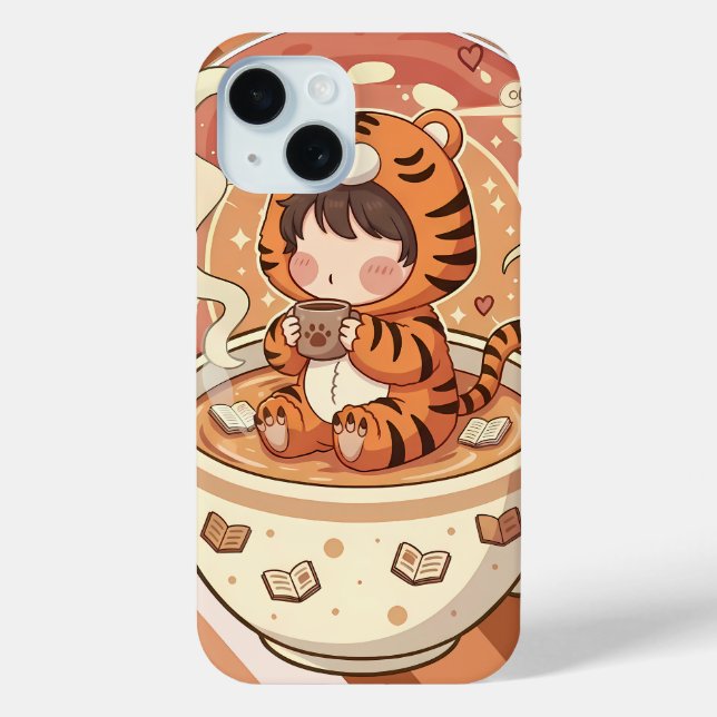 Süße Tiger-Kaffeebuch-Kunst Case-Mate iPhone Hülle (Rückseite)