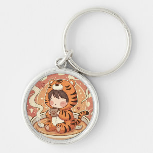 Süße Tiger-Kaffeebuch-Kunst Schlüsselanhänger