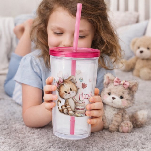 Süße Tiger mit Herz-Desserts  Acryltrinkbecher (Von Creator hochgeladen)