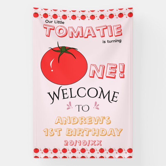 Süße Tomate 1. Geburtstags-Willkommen Banner (Vertikal)