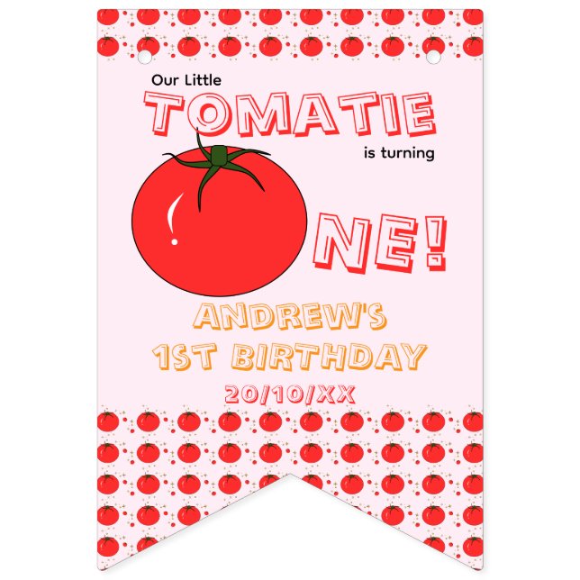 Süße Tomate Geschlechtsneutraler 1. Geburtstag Wimpelkette (Siebte Fahne)