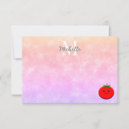 Süße Tomate Wasserfarbe Personalisiertes Monogramm Mitteilungskarte