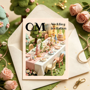 Süße Ton-Minatur-Hochzeit im niedlichen Stil Einladung