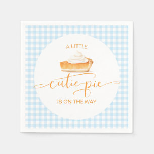 Süße Torte Kürbiskuchen blau kariert Baby-Party Serviette