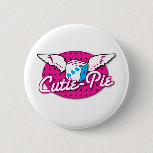 Süsse-Torte rockabilly niedliche Würfel mit Button (Vorderseite)