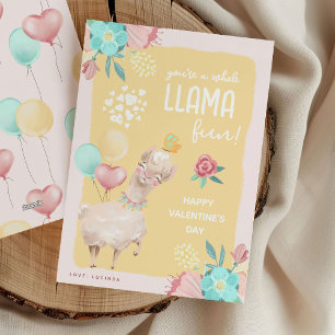 Süße, totale Llama-Spaß-Kinder-Klassen-Valentinska Feiertagskarte