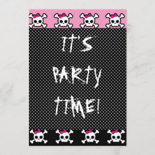 süße Totenkopf-Punk-Goth-Party Einladung