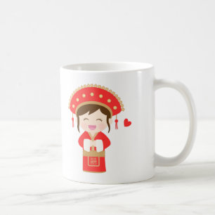 Süße traditionelle chinesische Hochzeitsbraut für  Kaffeetasse