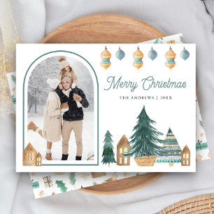 Süße traditionelle nordische Arch-Foto-Weihnachten Feiertagskarte
