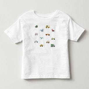 Süße Transport Auto Muster Monogramm Name Kinder Kleinkind T-shirt