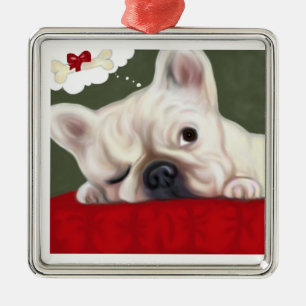 Süße Traum-französische Bulldogge Silbernes Ornament