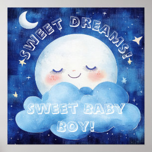 Süße Träume Baby Boy Blue Nachthimmel Poster