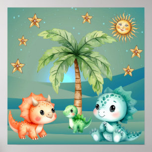 Süße Träume Baby-Dinosaurier-Kinderzimmerposter Poster