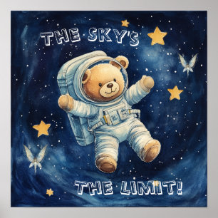 Süße Träume Blau Astronaut Teddy Kinderzimmer Post Poster