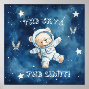 Süße Träume Blau Astronaut Teddy Kinderzimmer Post Poster