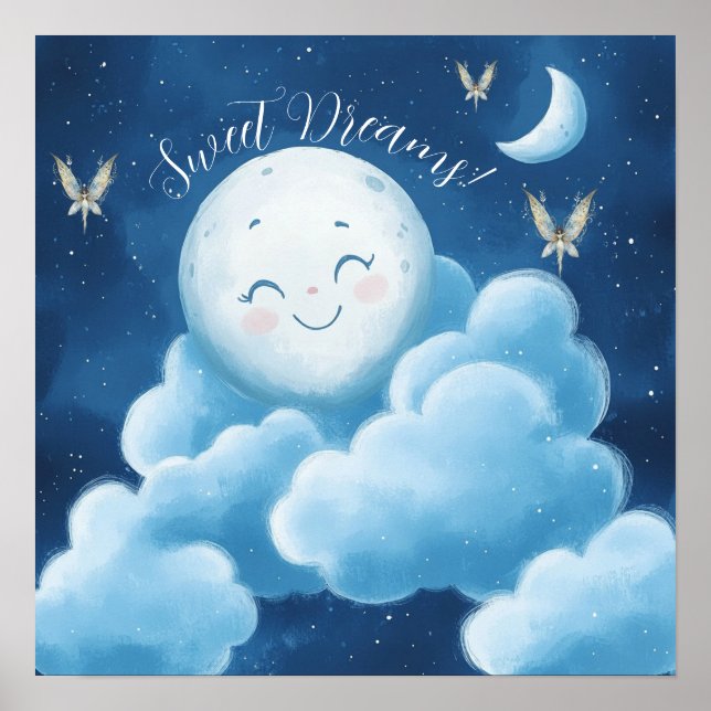 Süße Träume Blau Nachthimmel Kinderzimmer Poster (Vorne)