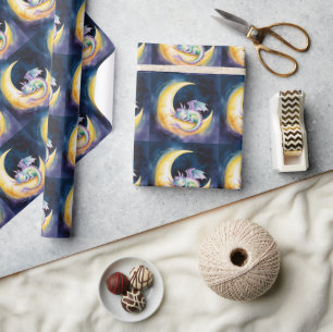 Süße Träume Drache und Halbmond-Baby-Party Geschenkpapier