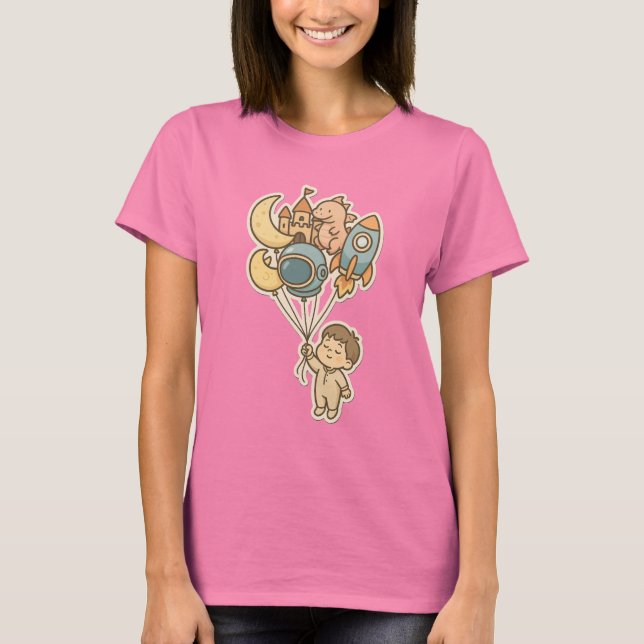 Süße Träume Fantasy Ballons – Hübsche Kinderillust T-Shirt (Vorderseite)