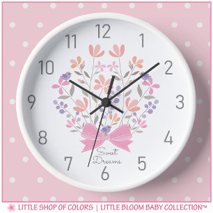 Süße Träume Florale Wanduhr für Mädchen aus dem Ki
