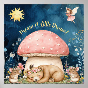 Süße Träume Floraler Bär & Mäuse  Poster