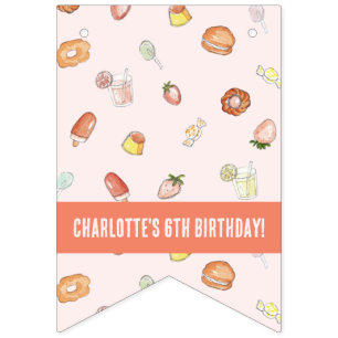 Süße Träume in den Himmelsdesserts Geburtstags-Fot Wimpelkette