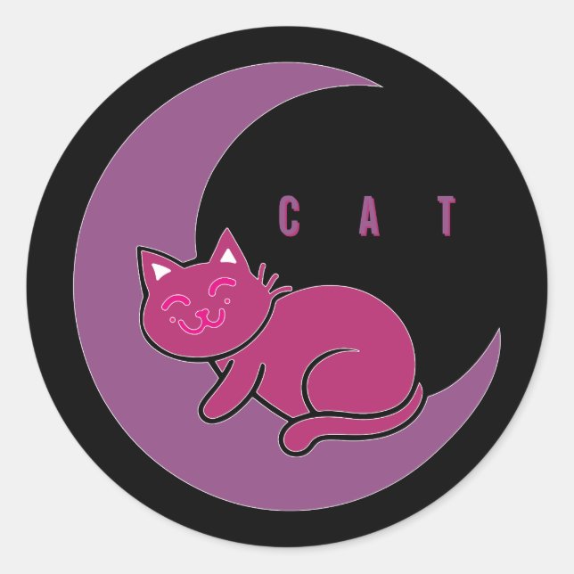 Süße Träume Katze auf zunehmendem Mond Sticker (Vorderseite)