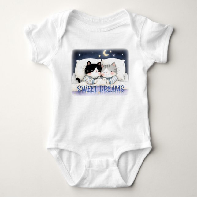 Süße Träume Katze Napping Baby Strampler (Vorderseite)